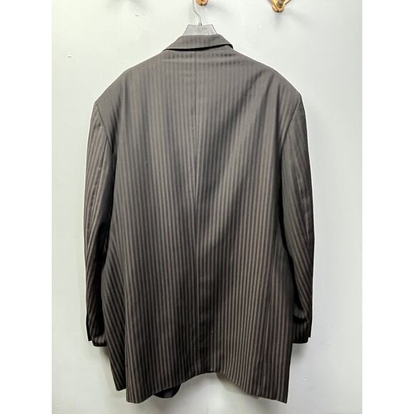 Stacy Adams Mens Button Blazer Jacket Black Brown Size 48 Long FLAW - Picture 2 of 9